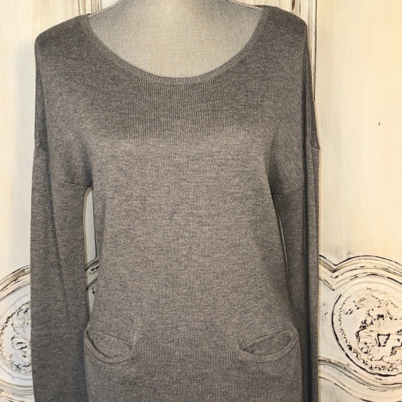 Bella Luxx Los Angeles Gray Cashmere Blend Sweater Dress Minimalist Neutral - Picture 5 of 13